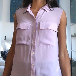 Purple sleeveless button up blouse